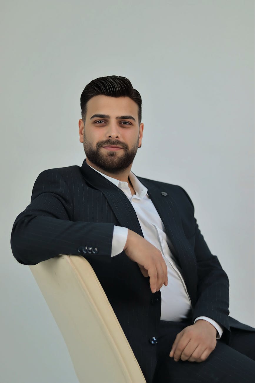 confident businessman posing in formal attire